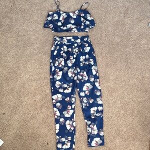 L'ATISTE Navy Floral Jumpsuit